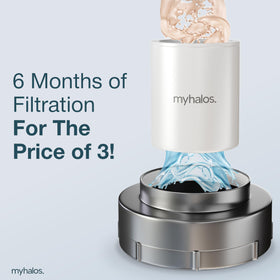 Maintains strong water pressure while filtering impurities with MyHalos.