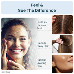 Soft water feel after shower with MyHalos benefits hair and skin.