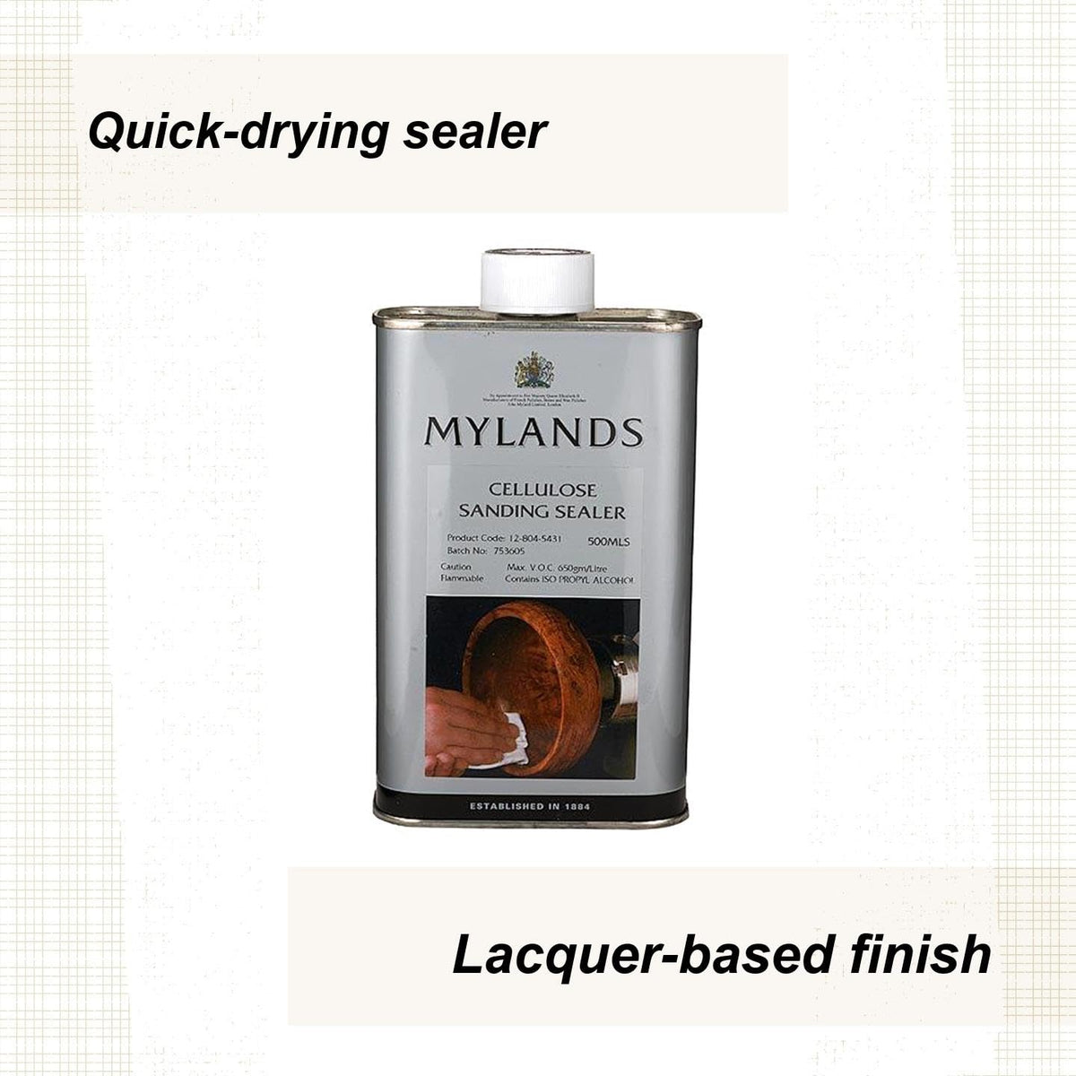 Mylands Cellulose Sanding Sealer finish on wood with soft sheen.
