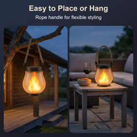 MYLLIUIM dusk-to-dawn sensing lantern lights automatically at night.
