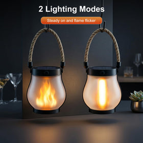 MYLLIUIM flame-style lantern hanging from a hook for porch lighting.