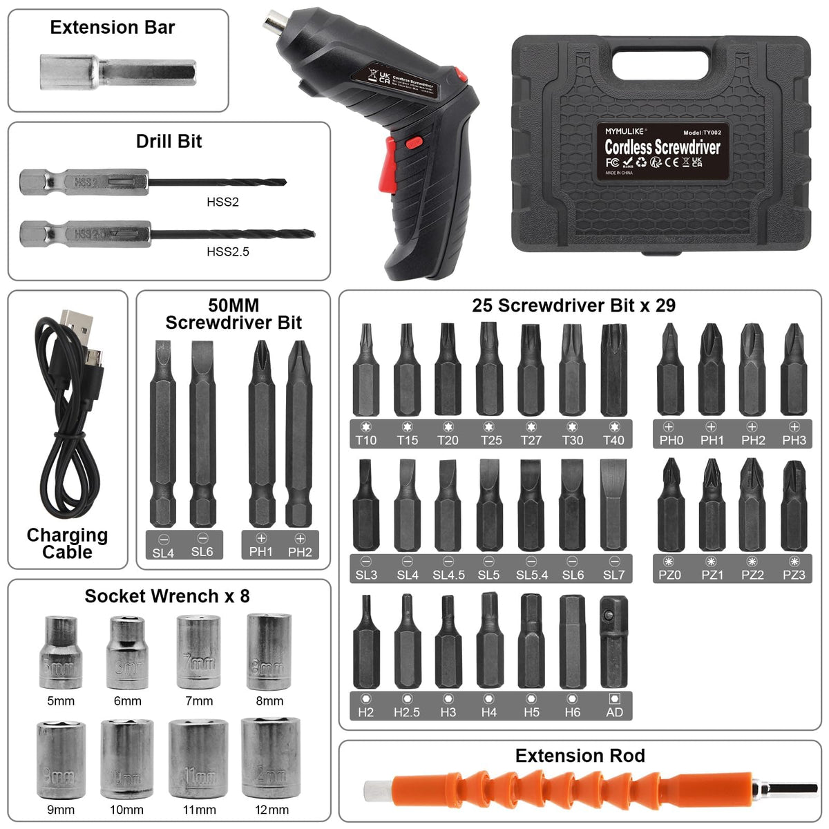MYMULIKE 47-piece accessory set speeds up tasks.
