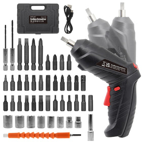 MYMULIKE cordless screwdriver front view for compact home assembly.