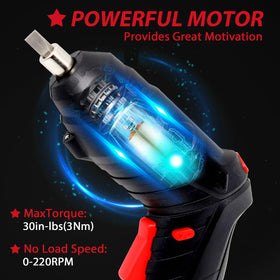MYMULIKE screwdriver with LED light for working in dark spaces.