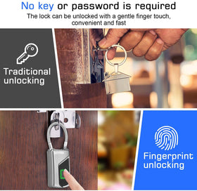 MYPIN fingerprint lock with stainless steel beam highlighting strong construction
