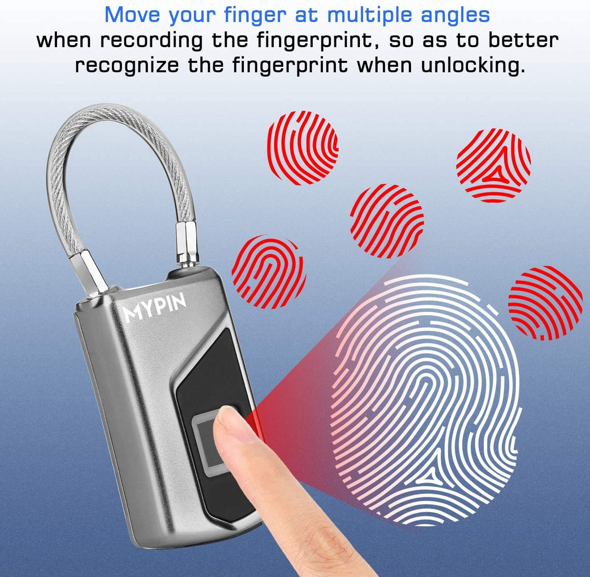 MYPIN fingerprint lock with USB charging for long-lasting power