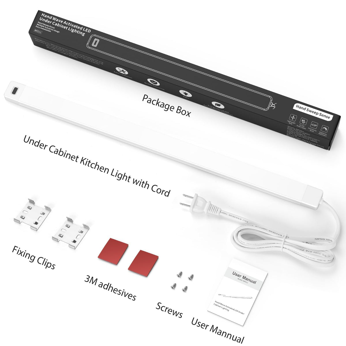 MYPLUS energy-efficient LED lighting ideal for kitchen, desk, or closet organization.