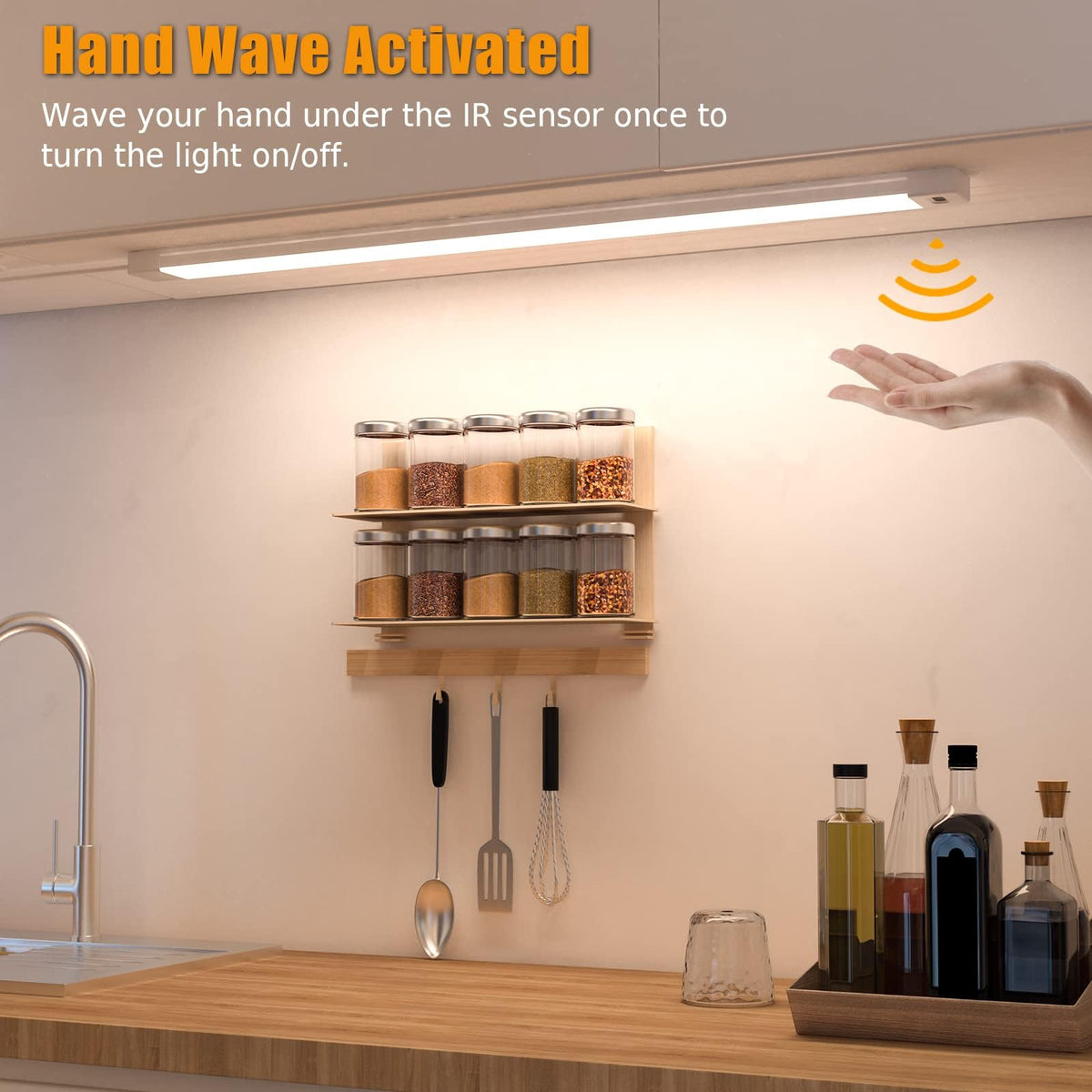 MYPLUS 16-Inch under-cabinet light memory function recalls your preferred brightness.