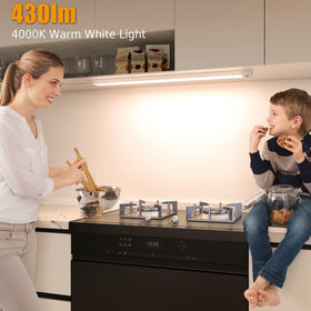 MYPLUS ultra-thin 2 cm profile under-cabinet light blends with sleek cabinetry.