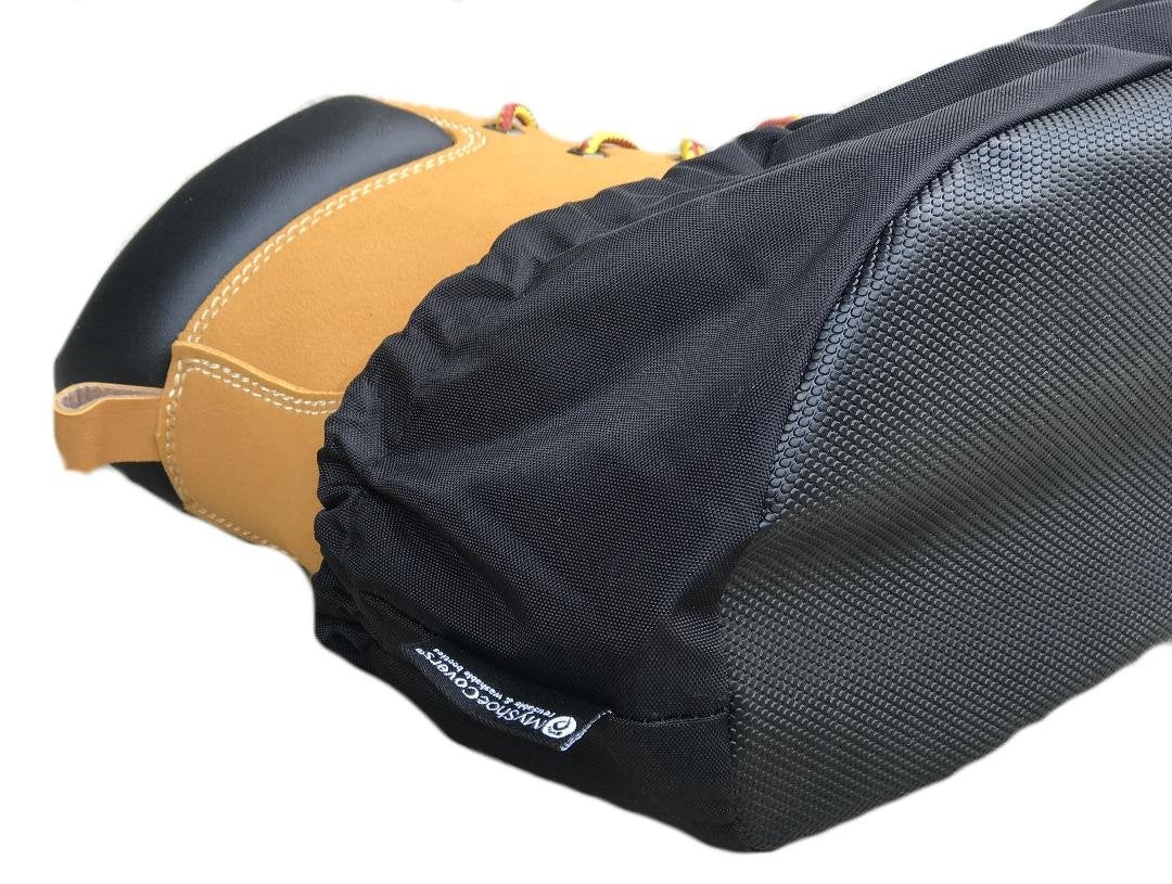 MyShoeCovers water-resistant nylon upper keeps interiors clean after work.