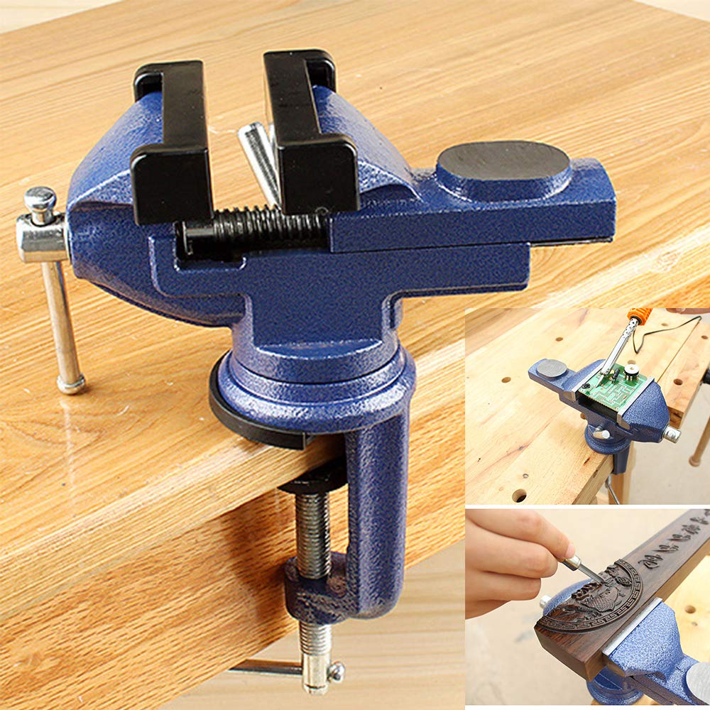 MYTEC Home Vise clamps securely to a workbench with a 2.5-inch opening.