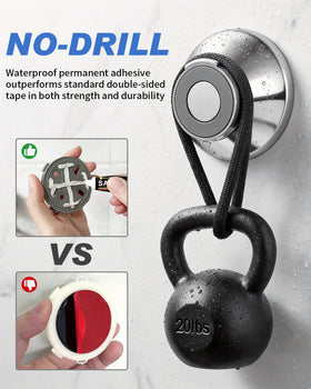 Mythlings waterproof adhesive bonds to marble or tile for durable mounting.
