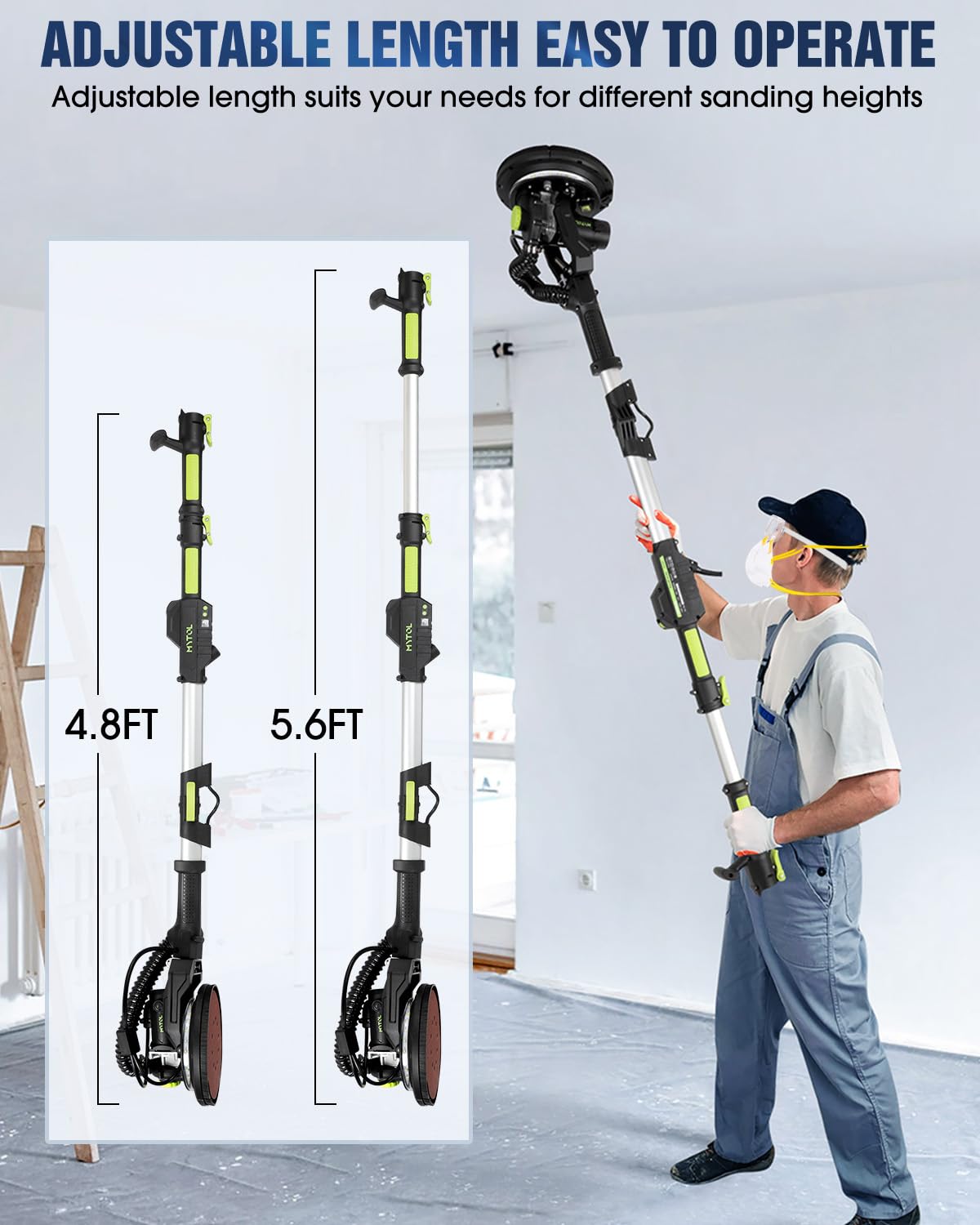 MYTOL drywall sander powered by a 7.2A copper motor for efficiency