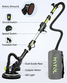 MYTOL drywall sander showing dual LED light for better visibility