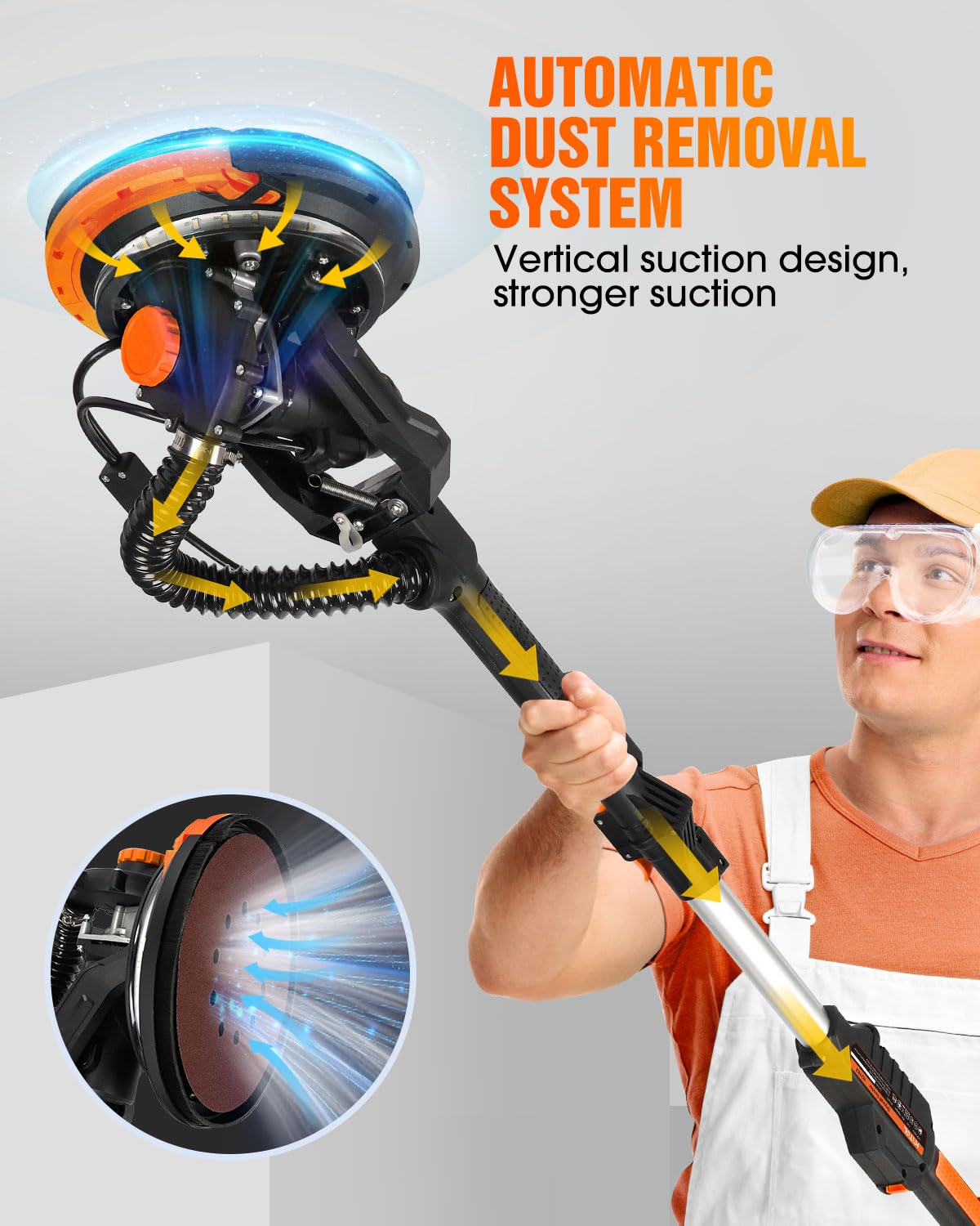 MYTOL sander features bright LED light for precise work in dim spaces