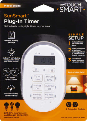 MyTouchSmart 125V timer rated for common home loads and electronics.