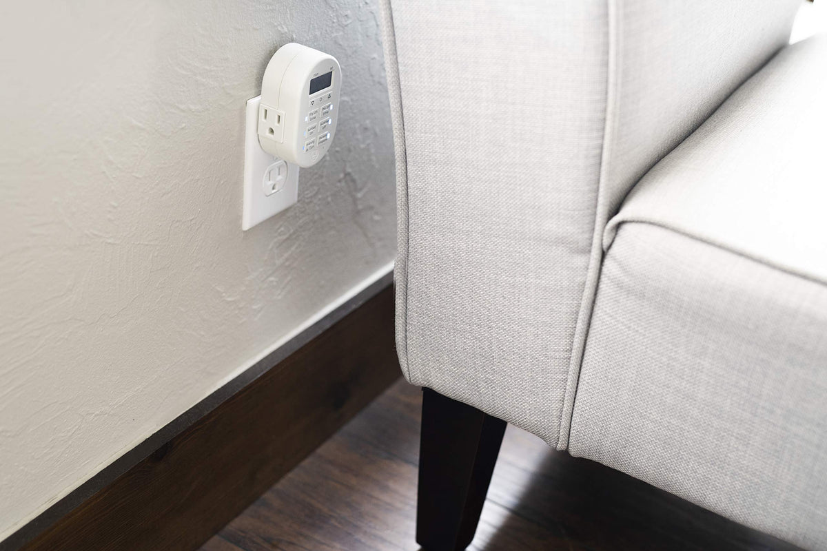 MyTouchSmart Timer in use with indoor lights for reliable on/off control.