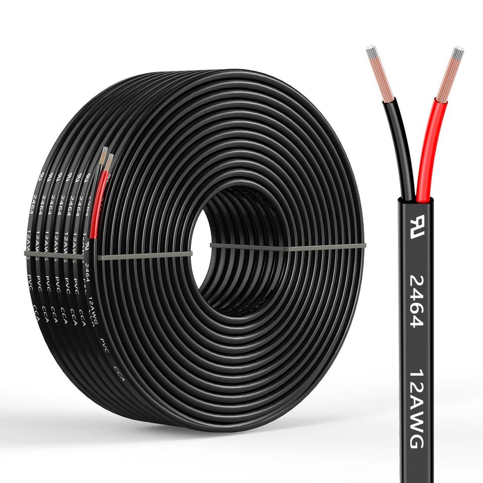 Mziklr 12-gauge CCA wire coil for versatile low-voltage wiring and quick DIY setups.