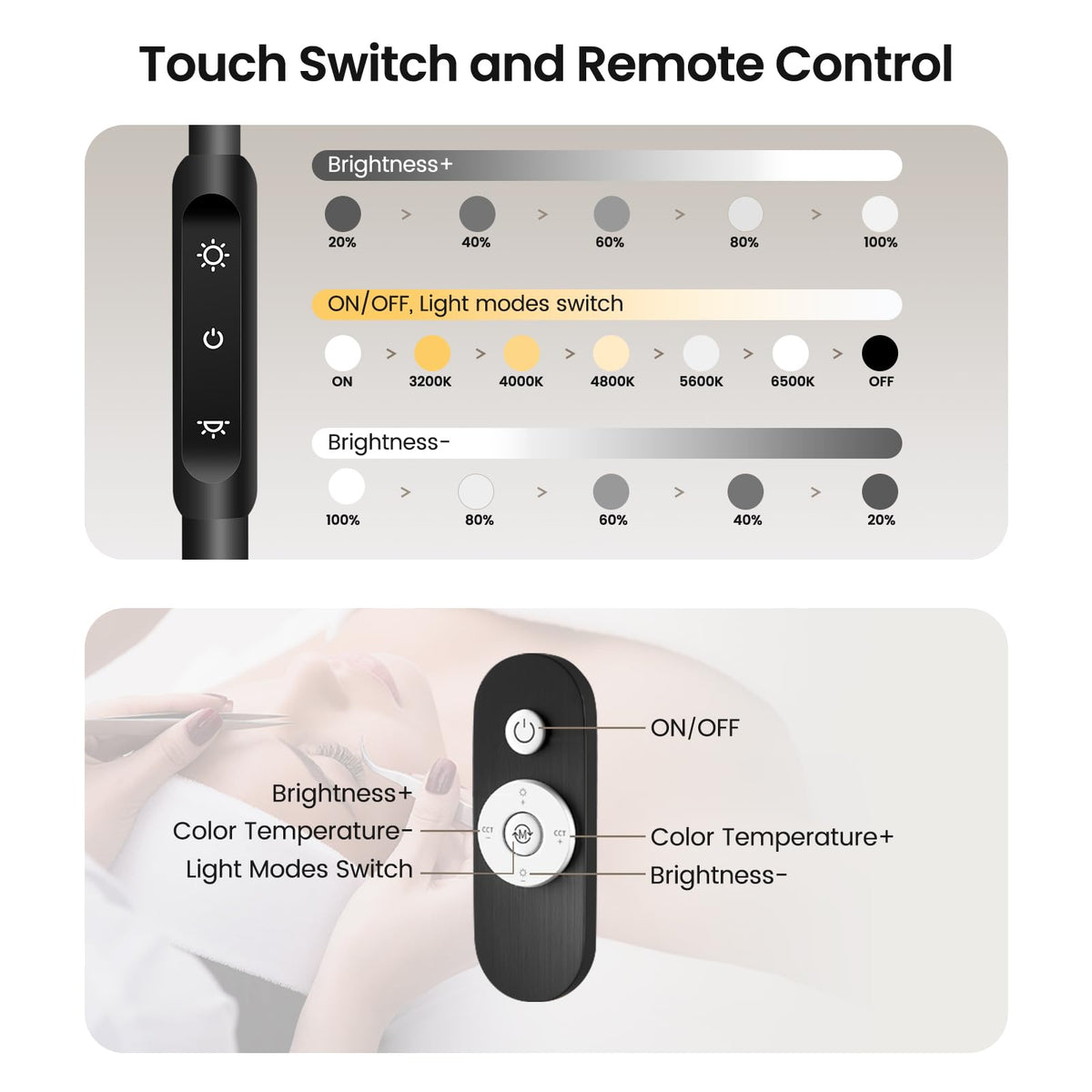 Mznoo Lash Light arm offers versatile range for various client positions.