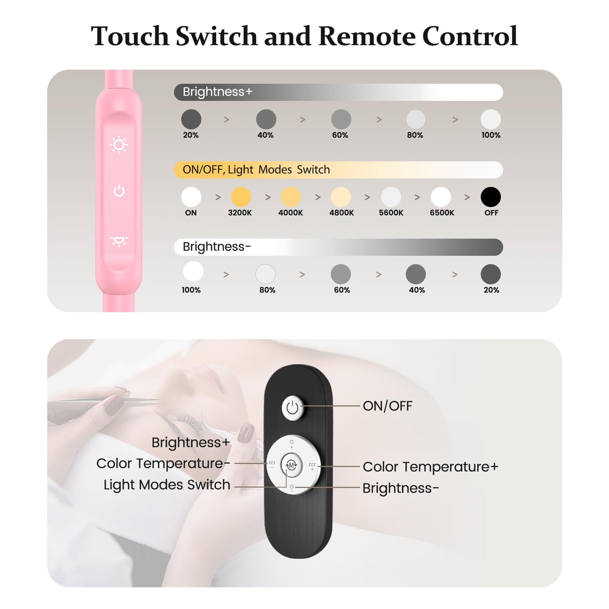 Mznoo Lash Light height adjustable from 39.37 to 69 inches