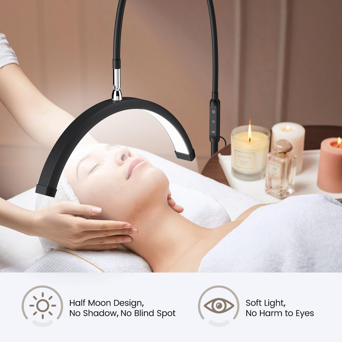 Mznoo Lash Light tilt-angle allows multi-directional lighting during procedures.