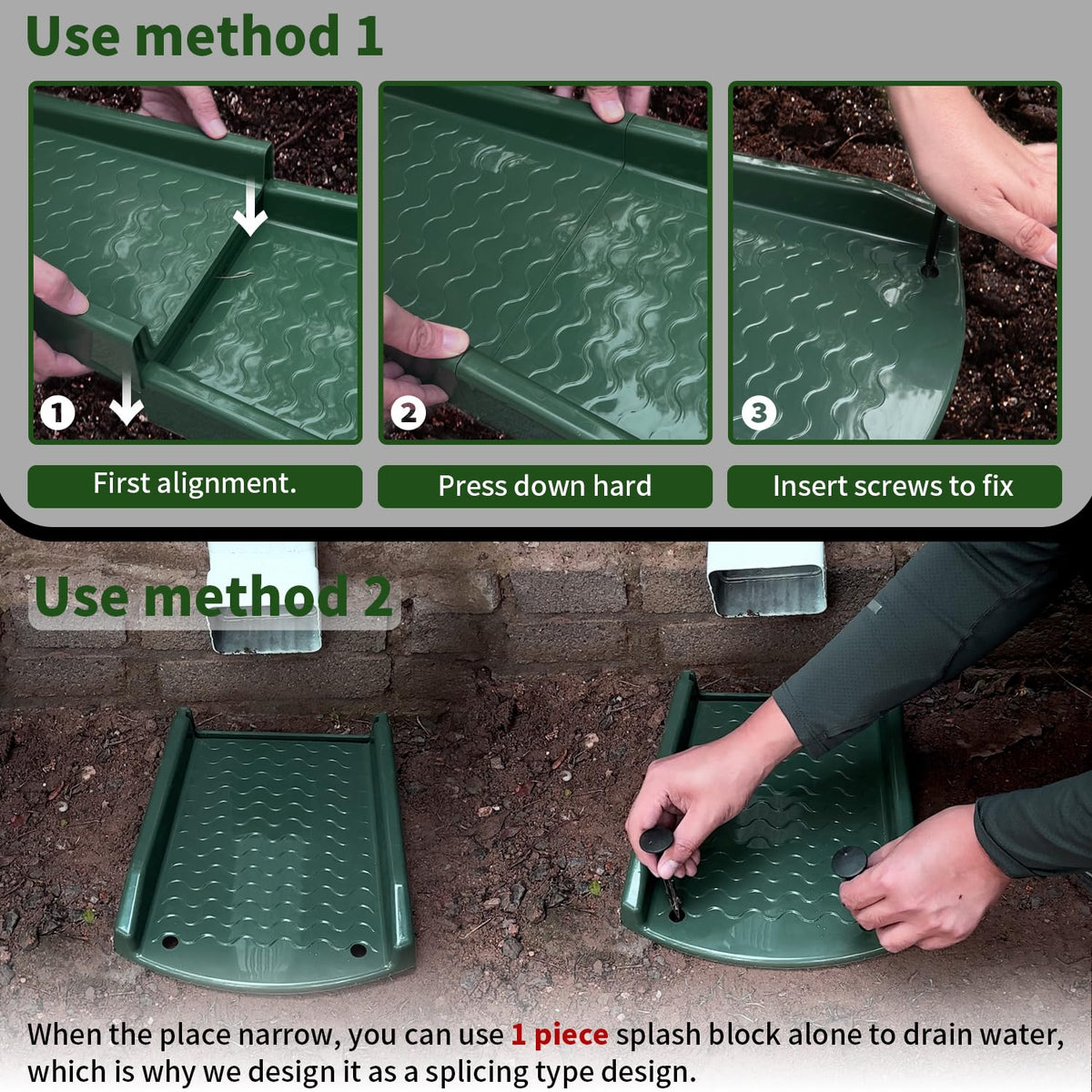 Dark green NAACOO block blends with soil and minimizes visual disruption.