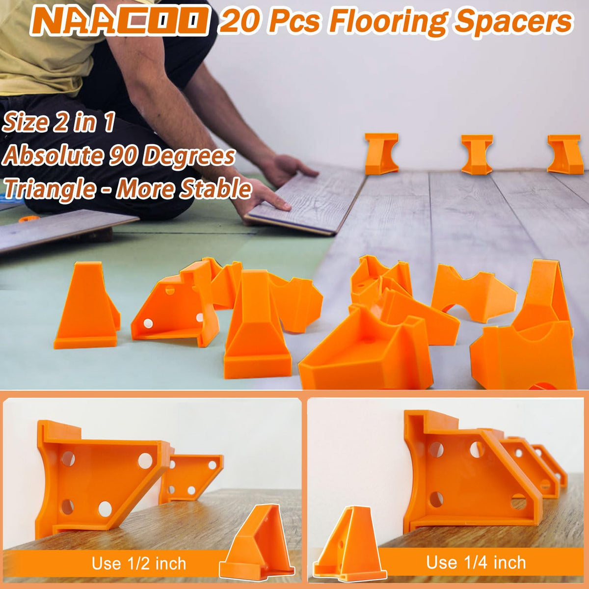 NAACOO double-faced rubber mallet protects floors during installation.