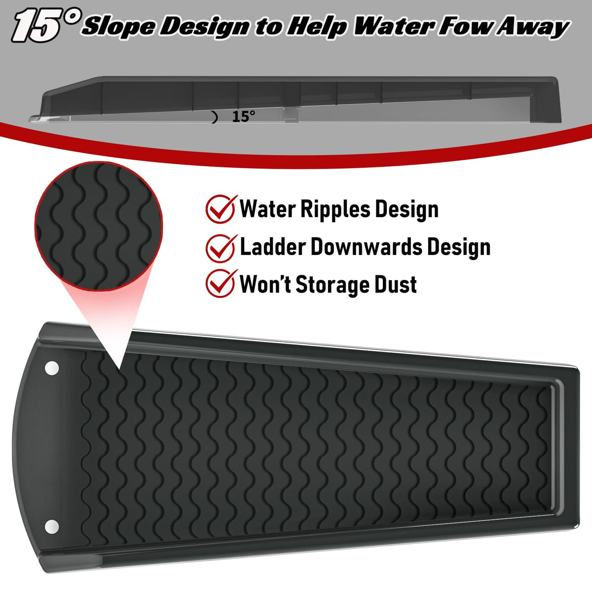 NAACOO black splash block blends with soil for discreet use