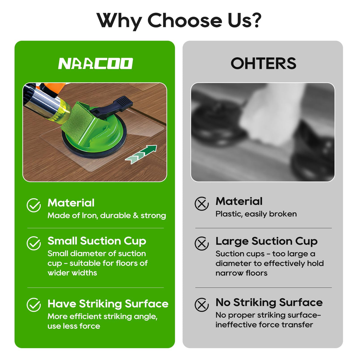 NAACOO Felt pad design reduces vibrations for quieter operation.