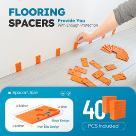 NAACOO 40pcs floor spacers with serrated edges ensure even gaps.