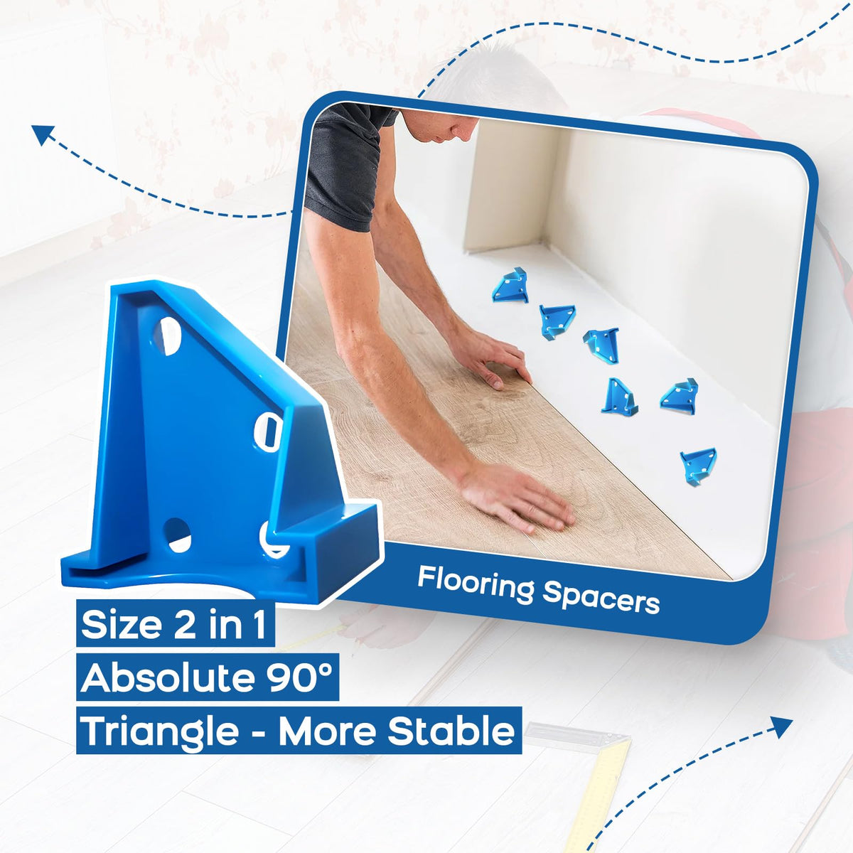 NAACOO spacers used in floor installation with various materials
