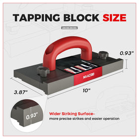 NAACOO tapping block supporting click-lock flooring installations for quick alignment.