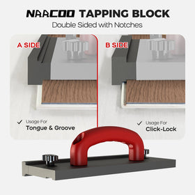 NAACOO tapping block with notches for precise alignment on floors.