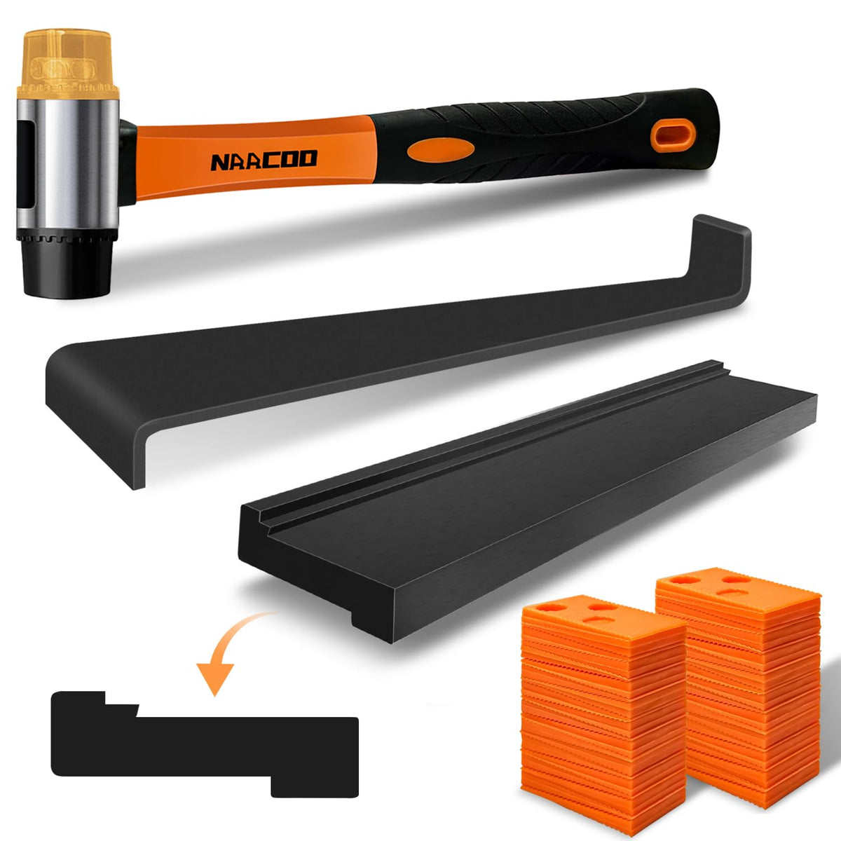NAACOO universal floor kit tapping block for precise seams and tight tongue and groove joints.