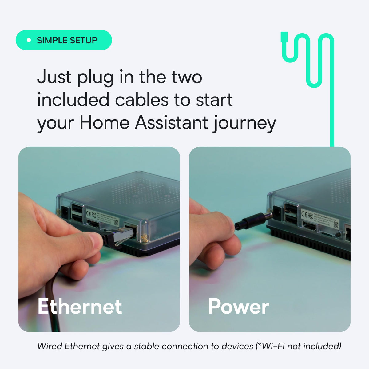 Nabu Casa Home Assistant Green Ethernet connection, reliable wired network setup.