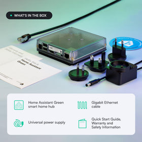 Nabu Casa Home Assistant Green top ports, USB expansion for extra connectivity.