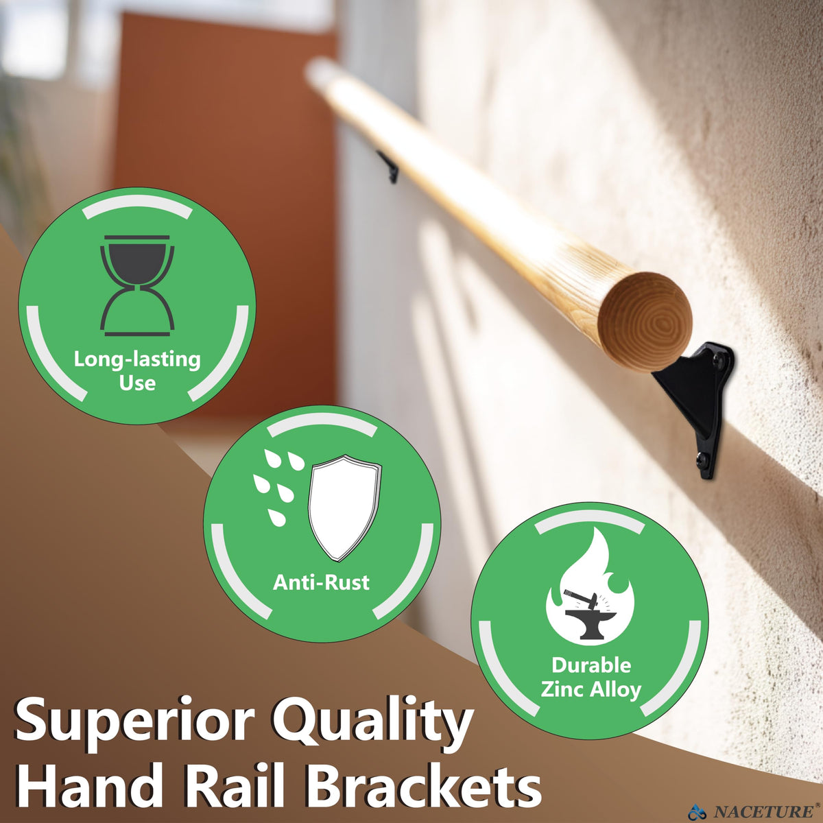 NACETURE indoor/outdoor stair brackets with included mounting screws