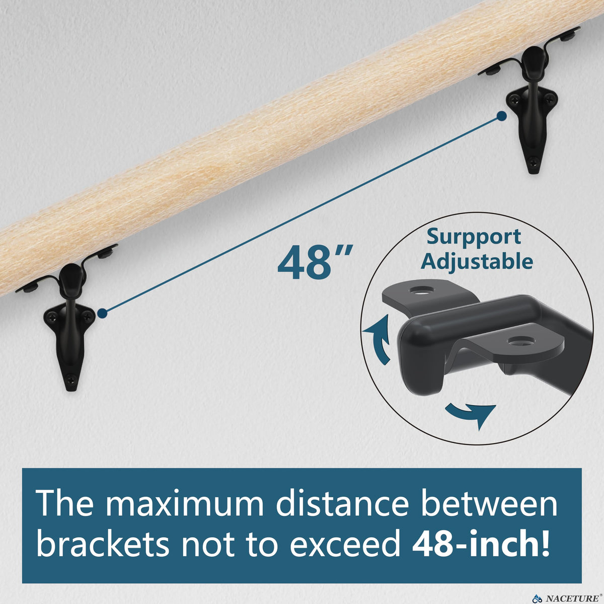 NACETURE rust-resistant matte black brackets for outdoor use