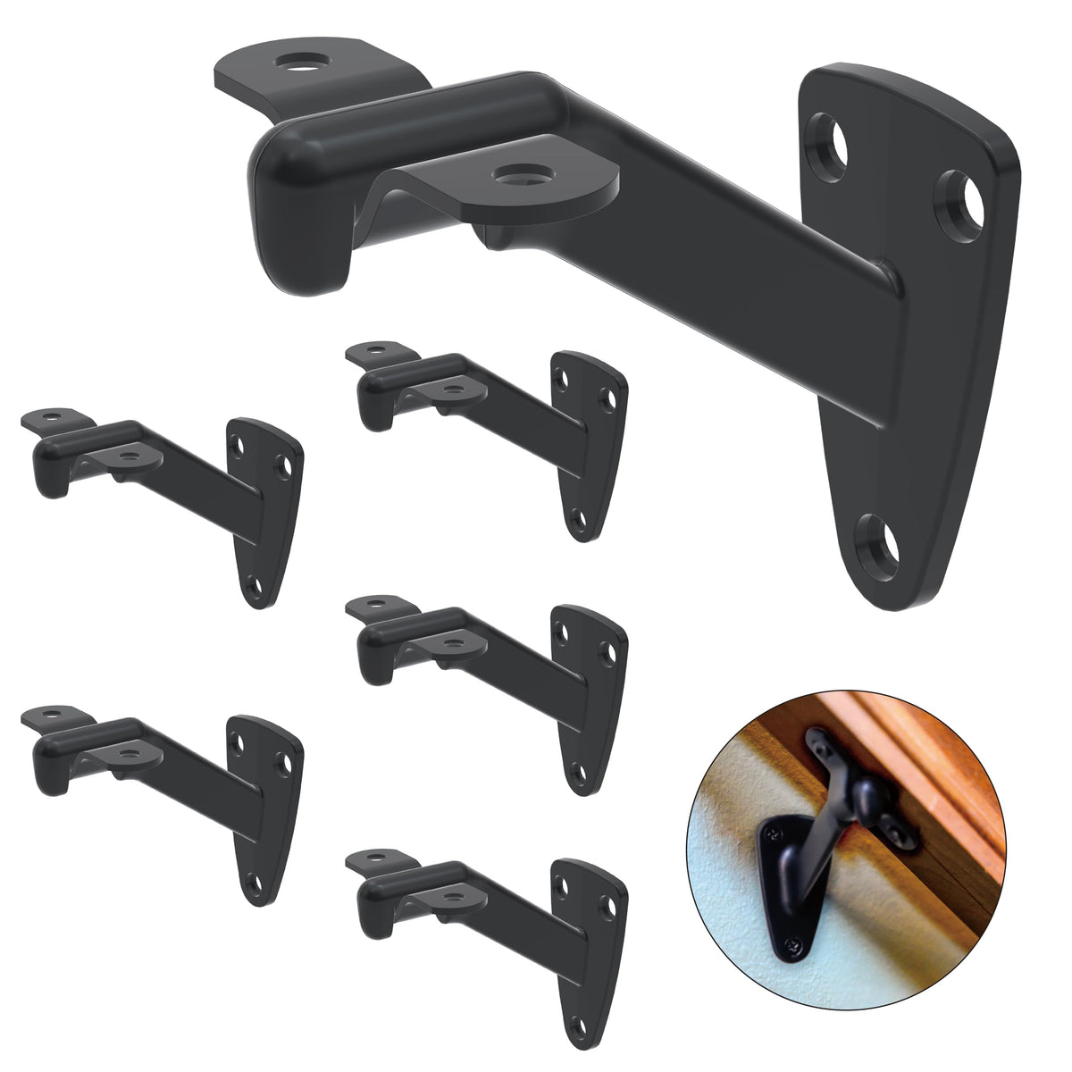 NACETURE hand rail brackets six-pack for sturdy stair support indoors.