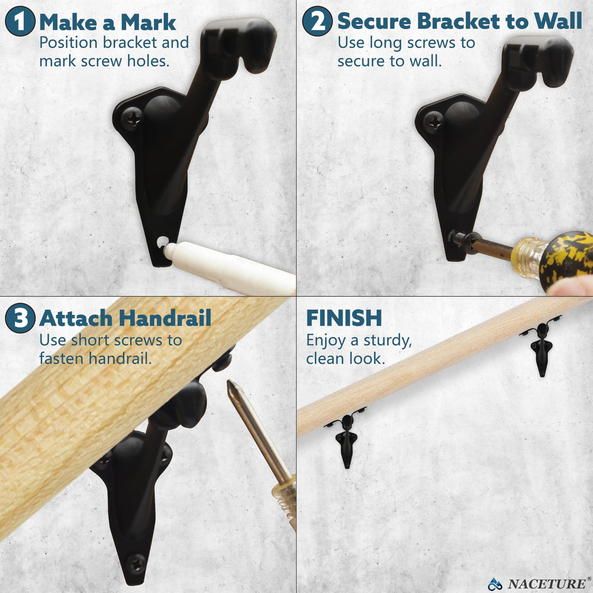 NACETURE 3-inch brackets designed for versatile stair angles
