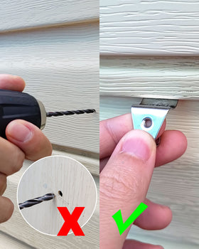 NACETURE no-hole hook installation blends into siding with a low profile