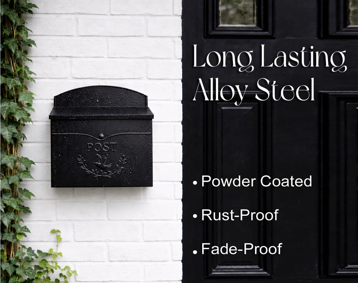 NACH Chelsea ready-to-install mailbox includes mounting hardware for wall or post.