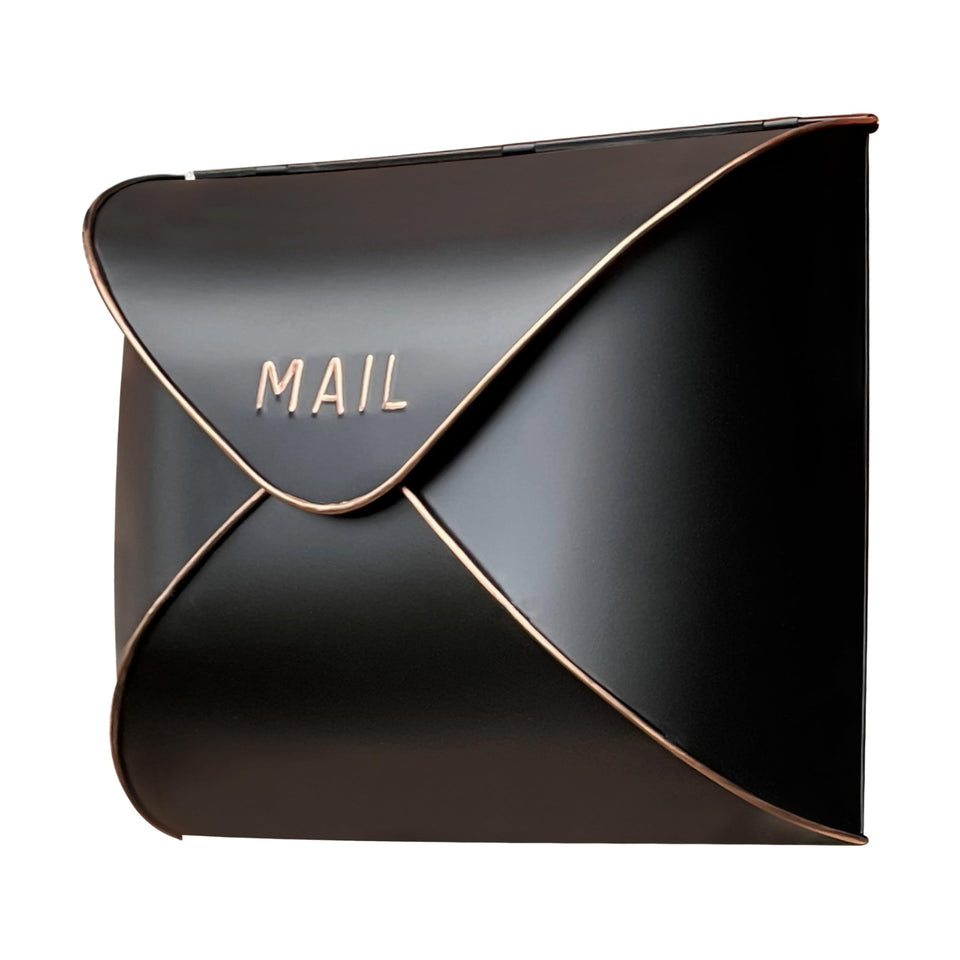 NACH envelope mailbox wall mount front view with a sleek demi-matte steel finish for curb appeal and outdoor use