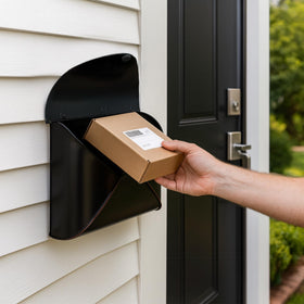 NACH large capacity mailbox accommodating letters, magazines, and small packages.