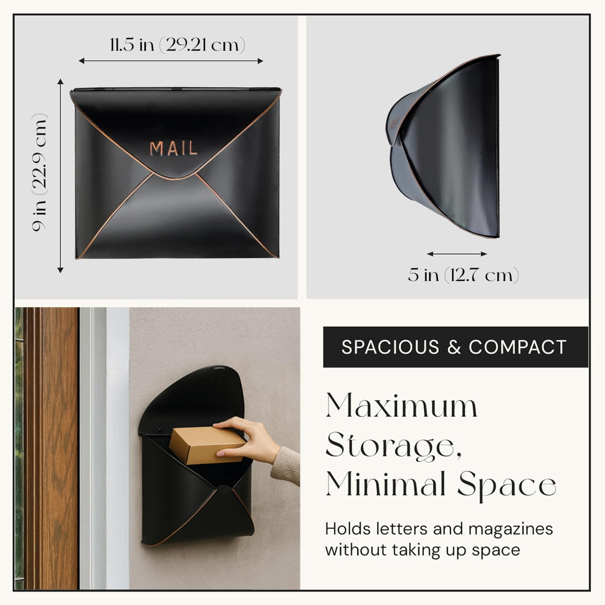 NACH outside wall-mounted mailbox affixed to a covered area for best results.