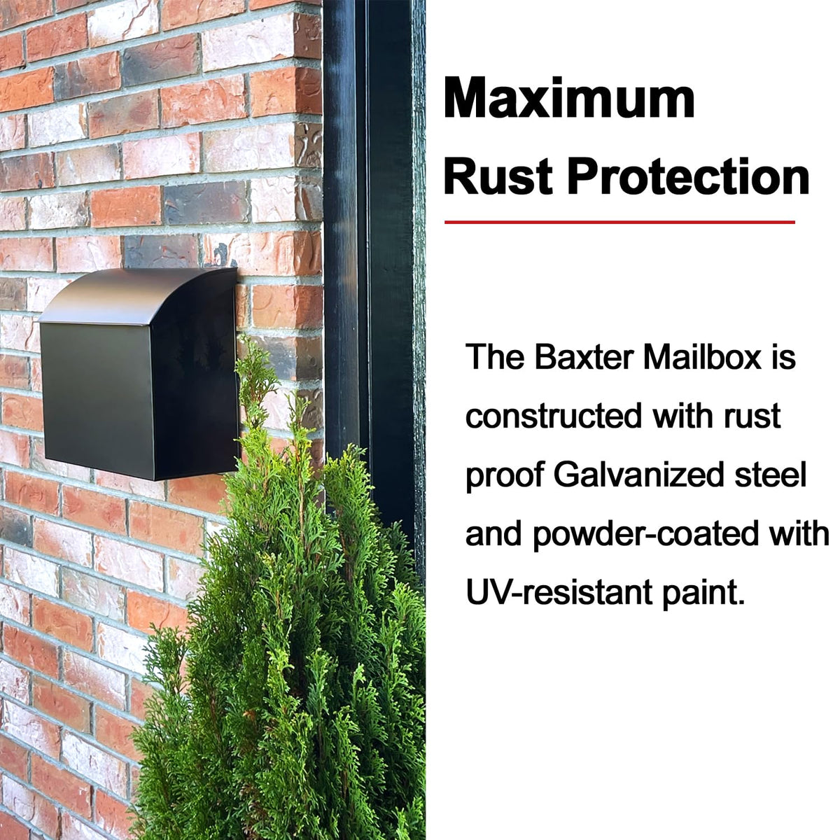 NACH weatherproof galvanized steel mailbox with powder coating protects contents from rain and corrosion.