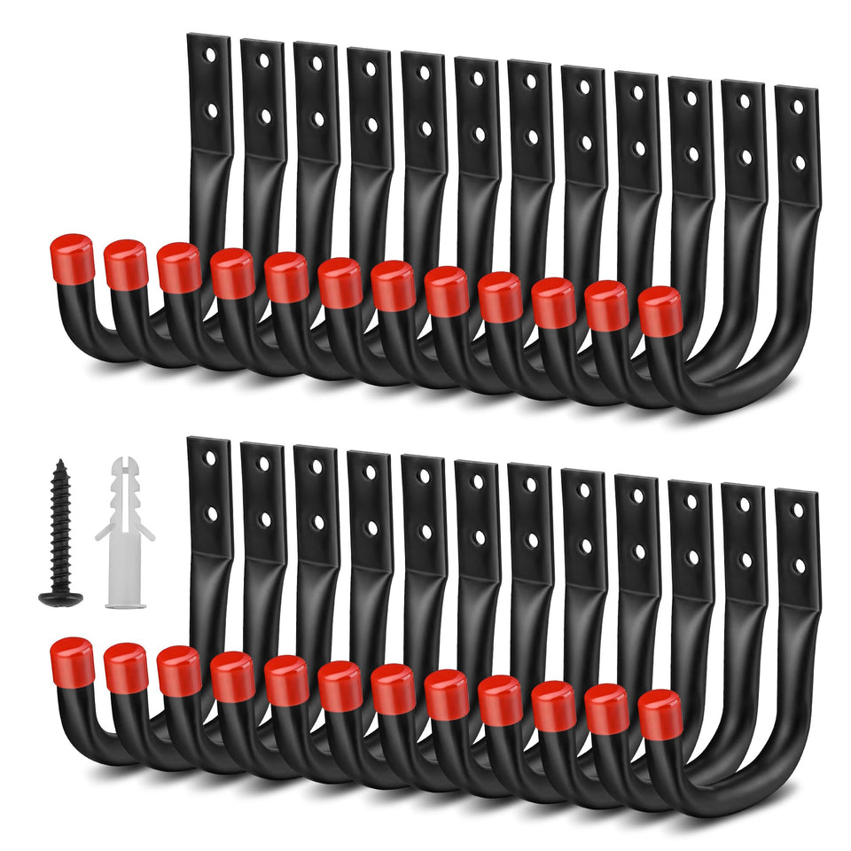 Nacial 24-pack garage hooks in-use for organized storage and easy access