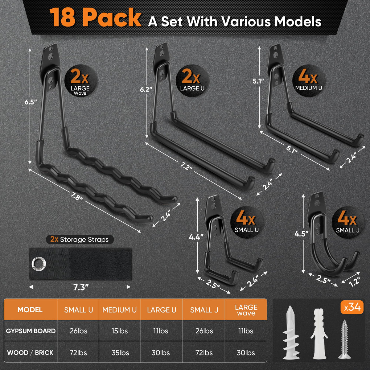 Nacial hook with a three-layer reinforced plate designed for heavy-duty use.