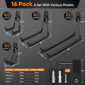 Nacial heavy-duty garage hooks wall-mount setup for sturdy storage