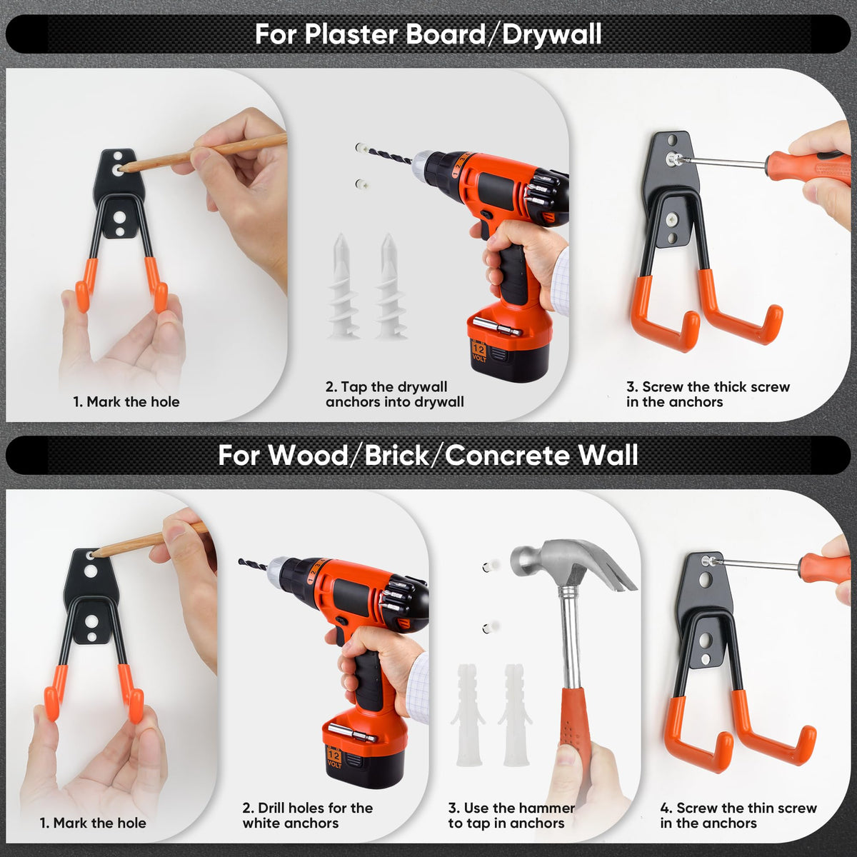Nacial wall-mount installation on drywall, wood, or concrete for secure tool storage.